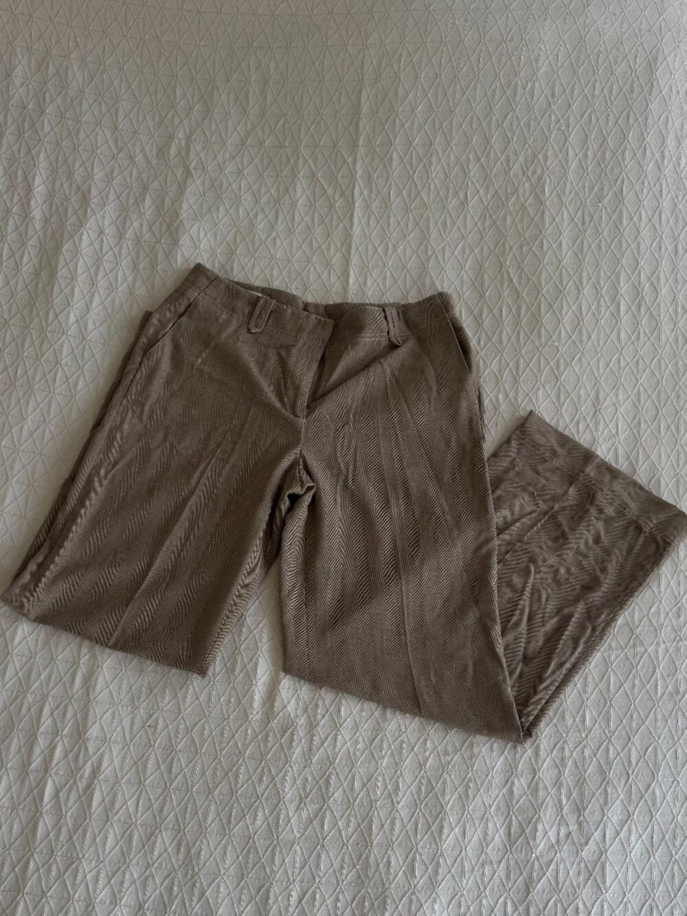 Zara Straight Leg Herringbone Pants - Sand NWT L
